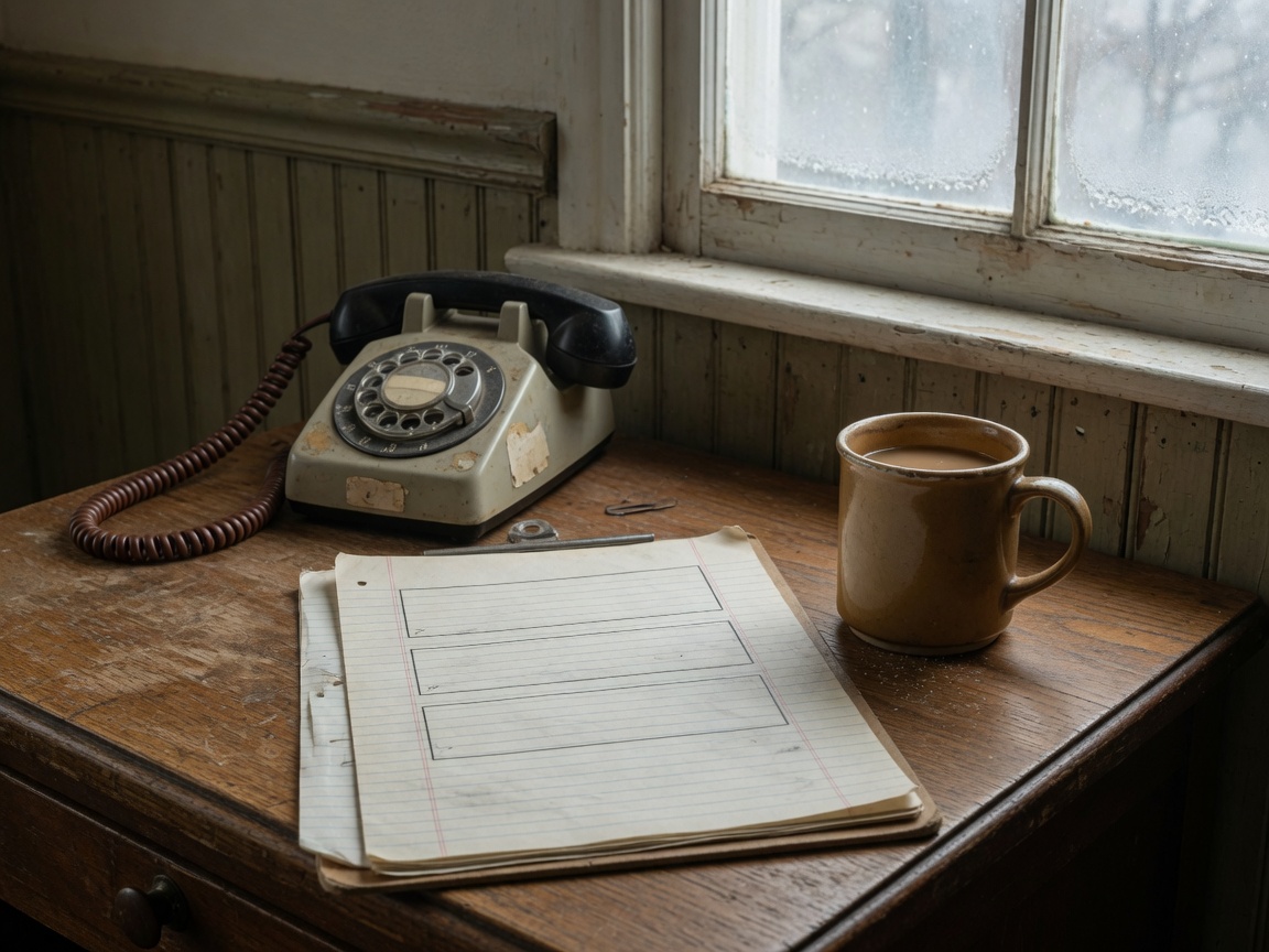 A call sheet on a mill-town desk with three empty name slots